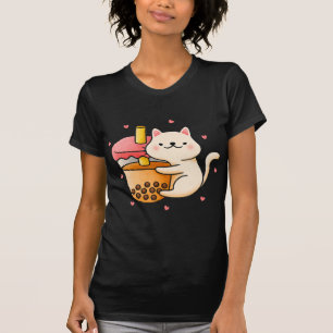 Anime Kawaii Cat Boba Bubble Tea Anime Merch Gifts T Shirt