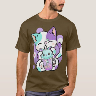 Anime Kawaii Cat Boba Bubble Tea Neko Boba Tea Cat T Shirt