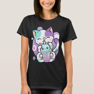 Anime Kawaii Cat Boba Bubble Tea Neko Boba Tea Cat T Shirt