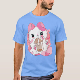 Anime Kawaii Cat Boba Bubble Tea Women Manar Tonår T Shirt