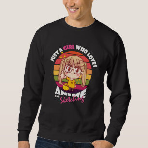 Anime Kawaii Flicka för Anime & Sketching Älskar Lång Ärmad Tröja