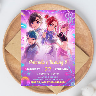 Anime Kawaii Födelsedagsinbjudan Söt Japansk Inbjudningar