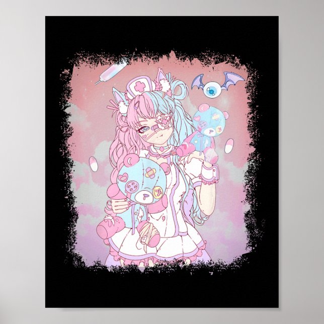 Anime Kawaii Girl Aesthetic Pastel Soft Waifu Japa Poster (Framsidan)