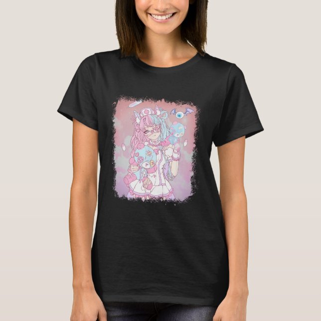 Anime Kawaii Girl Aesthetic Pastel Soft Waifu Japa T Shirt (Framsida)