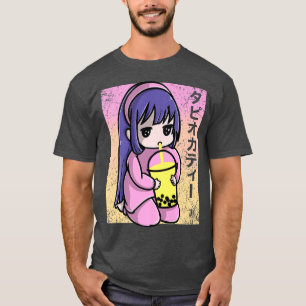 Anime Kawaii Girl Drinking Boba Bubble Tea Christm T Shirt