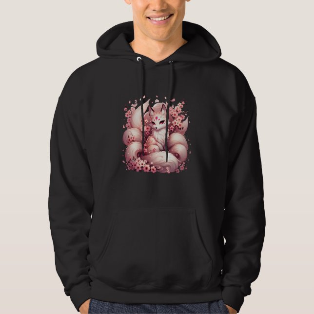 Anime Kawaii Kitsune Fox Japanese Nine Tailed Magi Hoodie (Framsida)
