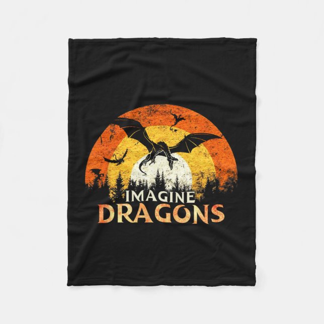 Anime Kawaii Mythical Fantasy Dragons Imagine Vint Fleecefilt (Framsidan)