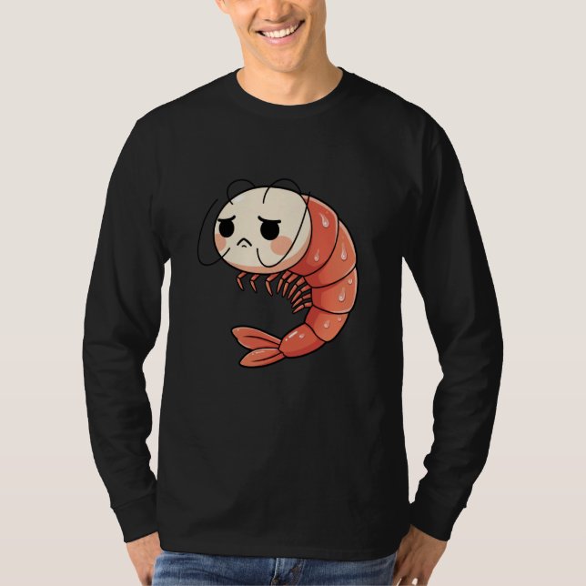 Anime Kawaii Shrimp Chibi, Cute Grumpy Shrimp Mang T Shirt (Framsida)