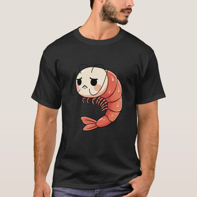 Anime Kawaii Shrimp Chibi, Cute Grumpy Shrimp Mang T Shirt (Framsida)