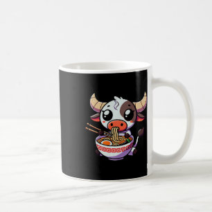 Anime Kawaii Texas Cow Eating Ramen Clothing Noodl Kaffemugg