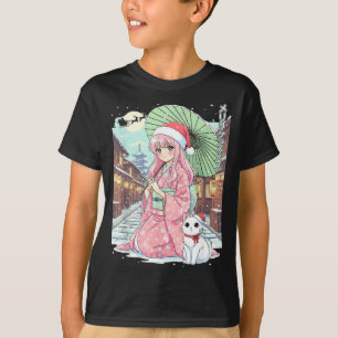 Anime Kimono Flickor Jul Japan Katt Jul Japan A T Shirt
