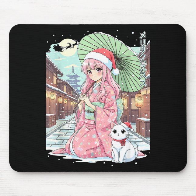 Anime Kimono Girl Christmas Japan Cat Xmas Japan A Musmatta (Framsidan)