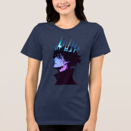 Anime King Gothic Male Portrait with Blue Crown T Shirt