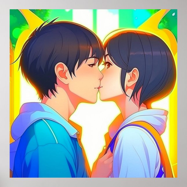 Anime Kiss | Boy and Girl i Kärlek Poster (Framsidan)