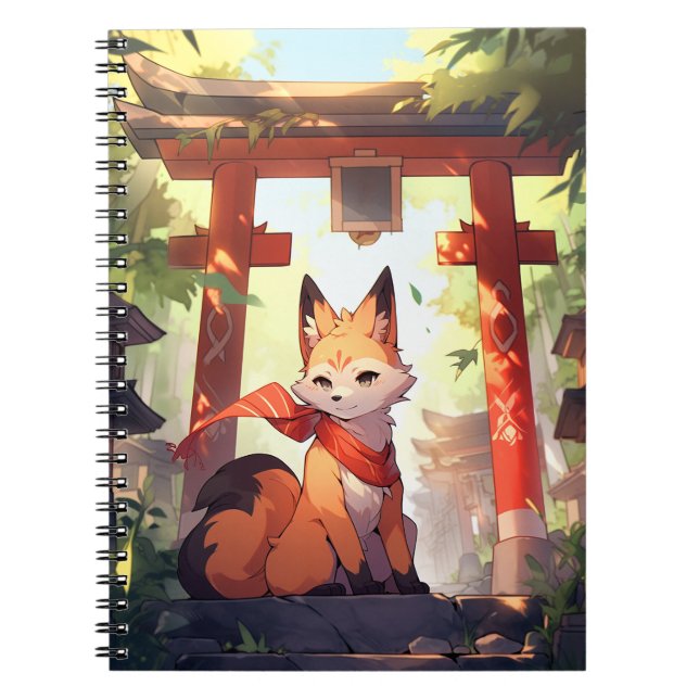 Anime Kitsune Cute Fox Fantasy Art Anteckningsbok (Framsidan)