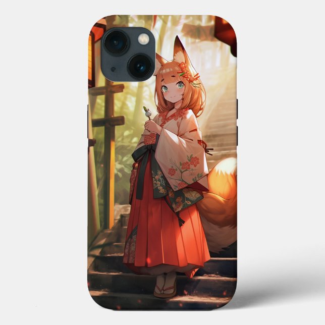 Anime Kitsune Girl Cute Fox Fantasy Art (Baksida)
