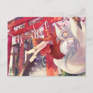 Anime Kitsune Girl Postcard Vykort