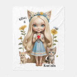 Anime Kittens Cats 4 Kamala sötbarn Anpassningsbar Fleecefilt