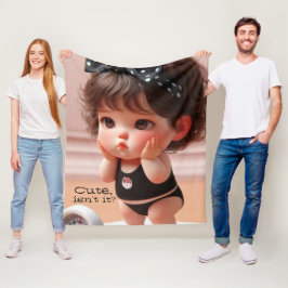 Anime Knubbig Girl Photo, Cute Black Head Ribbon Fleecefilt