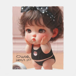 Anime Knubbig Girl Photo, Cute Black Head Ribbon Fleecefilt