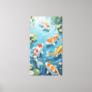 Anime koi simmar i dammen canvastryck