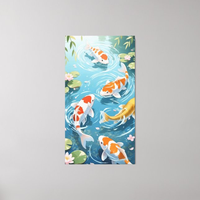 Anime koi simmar i dammen canvastryck (Framsida)