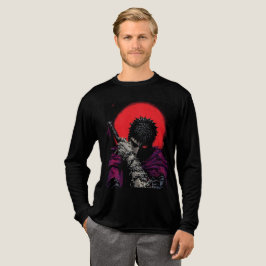Anime Krigare Röd Mån Svärd Kram Konst T Shirt