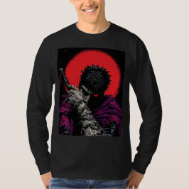 Anime Krigare Röd Månsköld Hug Konst T Shirt