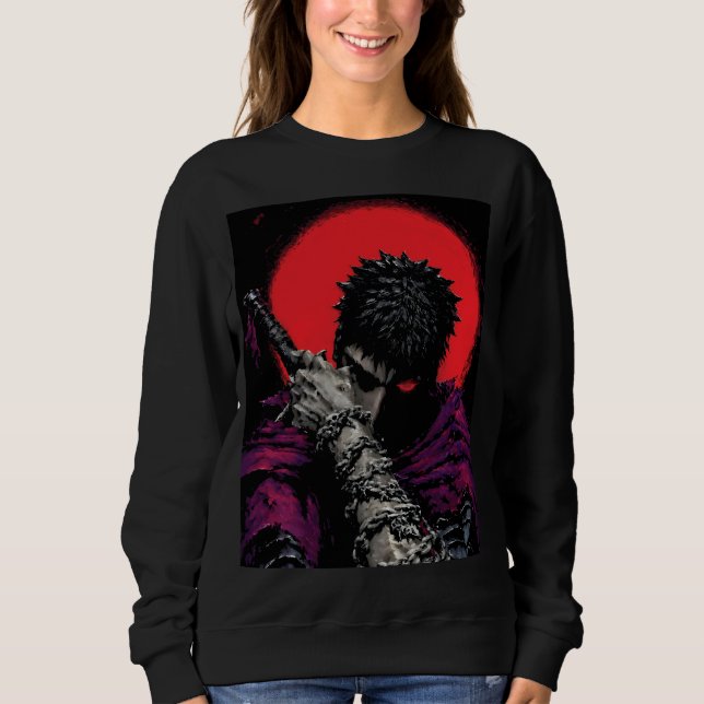Anime Krigare Röd Månsköld S Hug Konst T Shirt (Framsida)