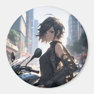 Anime-kvinna som spelar i centrala staden magnet