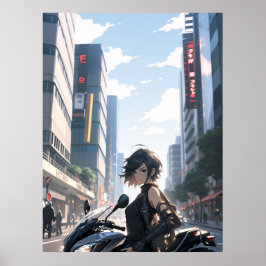 Anime-kvinnan som kör i stan - Ultra High Poster