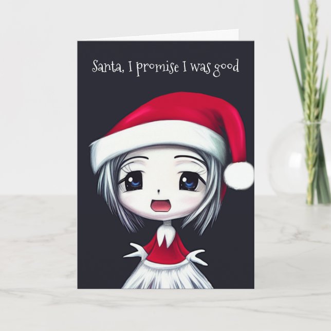 Anime Ledsen Girl Den noj Jul Hälsning Helgkort (Framsida)