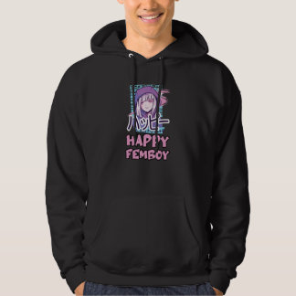 Anime Lycklig Femboy med Lycklig i japanskt - Cute Hoodie
