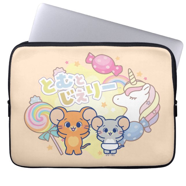 Anime Magic Candyland med Jerry och Tuffy Laptop Fodral (Framsidan)