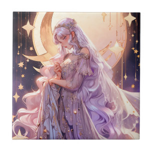 Anime Måne Princess Fantasy Art Kakelplatta