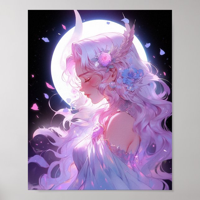 Anime Måne Princess Fantasy Art Poster (Framsidan)