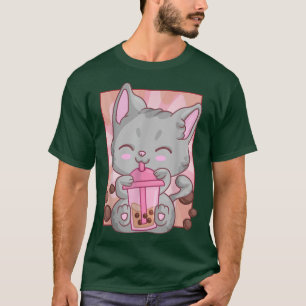 Anime Maneki Neko Cat Girls Women, Kawaii Boba Bub T Shirt