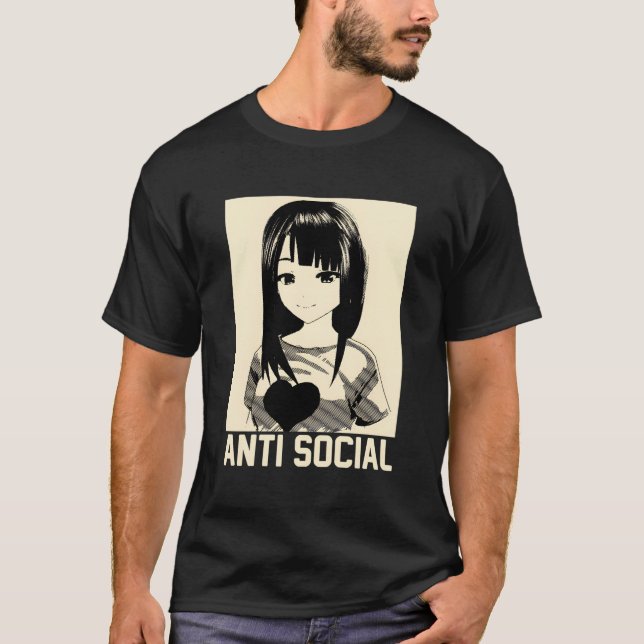 Anime Manga Aesthetic Japant Goth Antisocial Tee (Framsida)