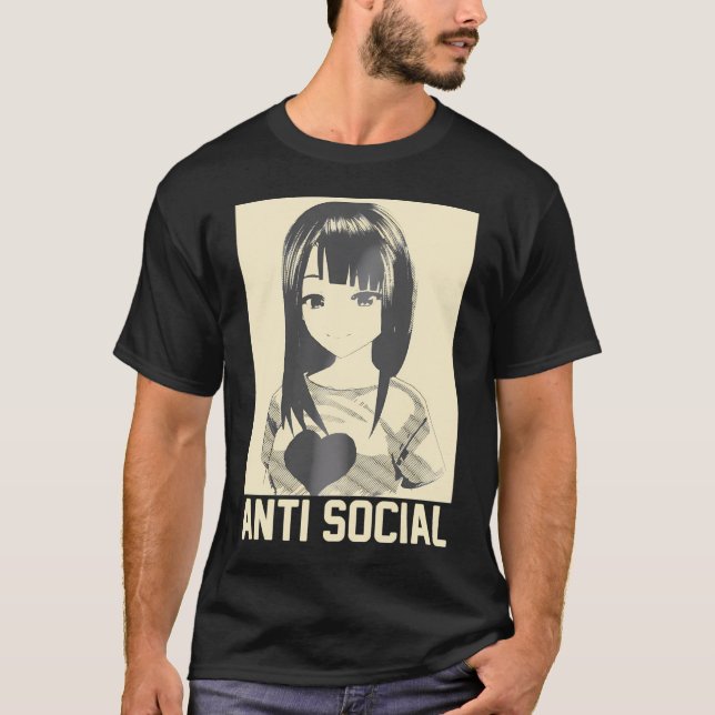 Anime Manga Aesthetic JapGoth Antisocial Emo T Shirt (Framsida)