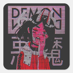 Anime Manga Anime Demon Girl Fyrkantigt Klistermärke