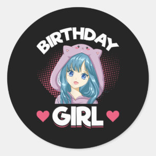 Anime Manga Birthday Girl Runt Klistermärke