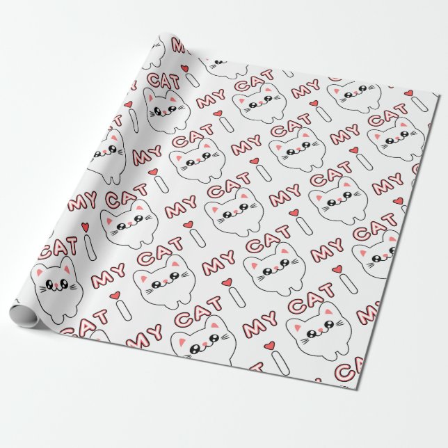 Anime Manga Chibi Japan Stil Katze Babykatze Presentpapper (Utrullad)