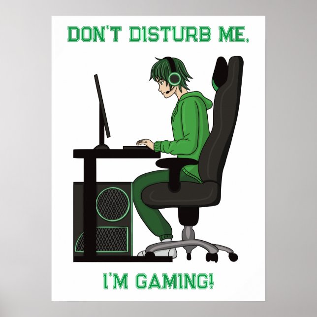 Anime Manga Computer Gamer Boy Poster (Framsidan)