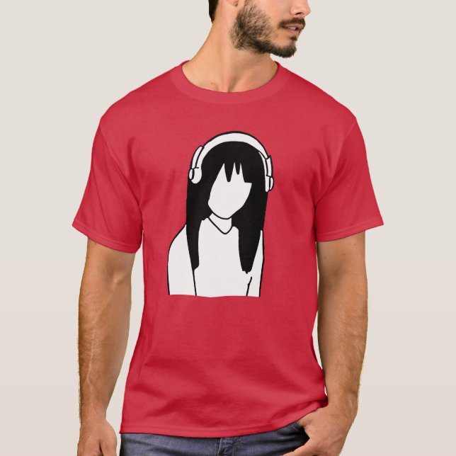 Anime manga flicka hörlurar vänner t shirt (Framsida)