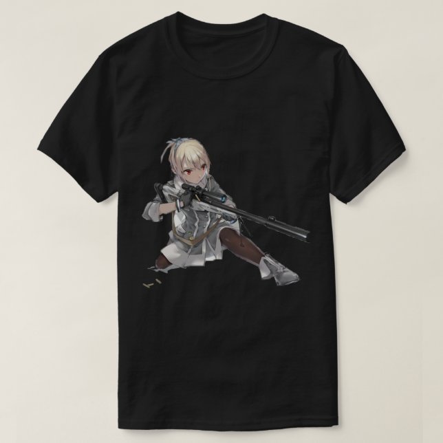 Anime Manga Girl Gun T Shirt (Design framsida)