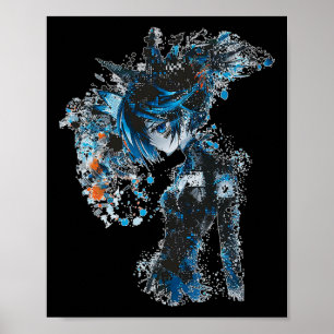 Anime Manga Graphic Blue-ögon Illustration Anime Poster