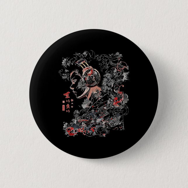 Anime Manga Graphic Headphone Art Anime Knapp (Framsida)