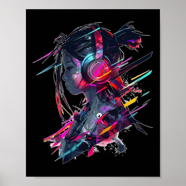 Anime Manga Graphic Headphone Artwork Anime Poster (Framsidan)