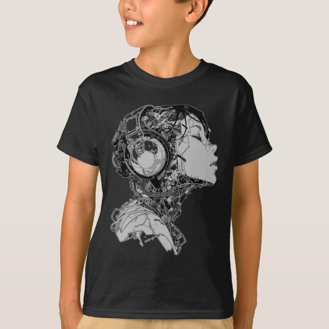 Anime Manga Graphic Headphone Illustration Anime T Shirt (Framsida)