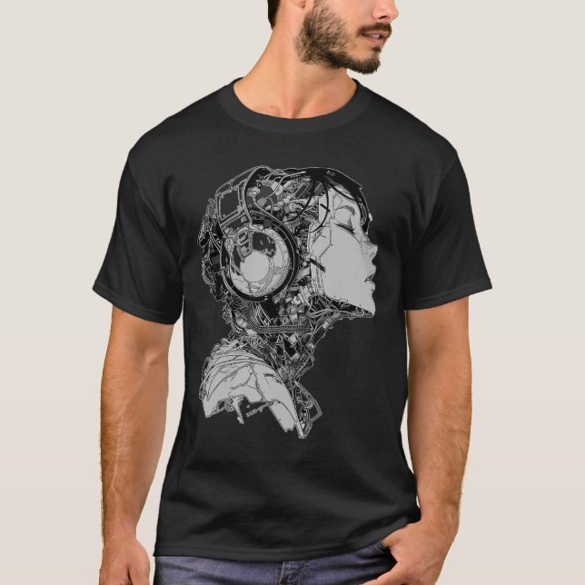 Anime Manga Graphic Headphone Illustration Anime T Shirt (Framsida)